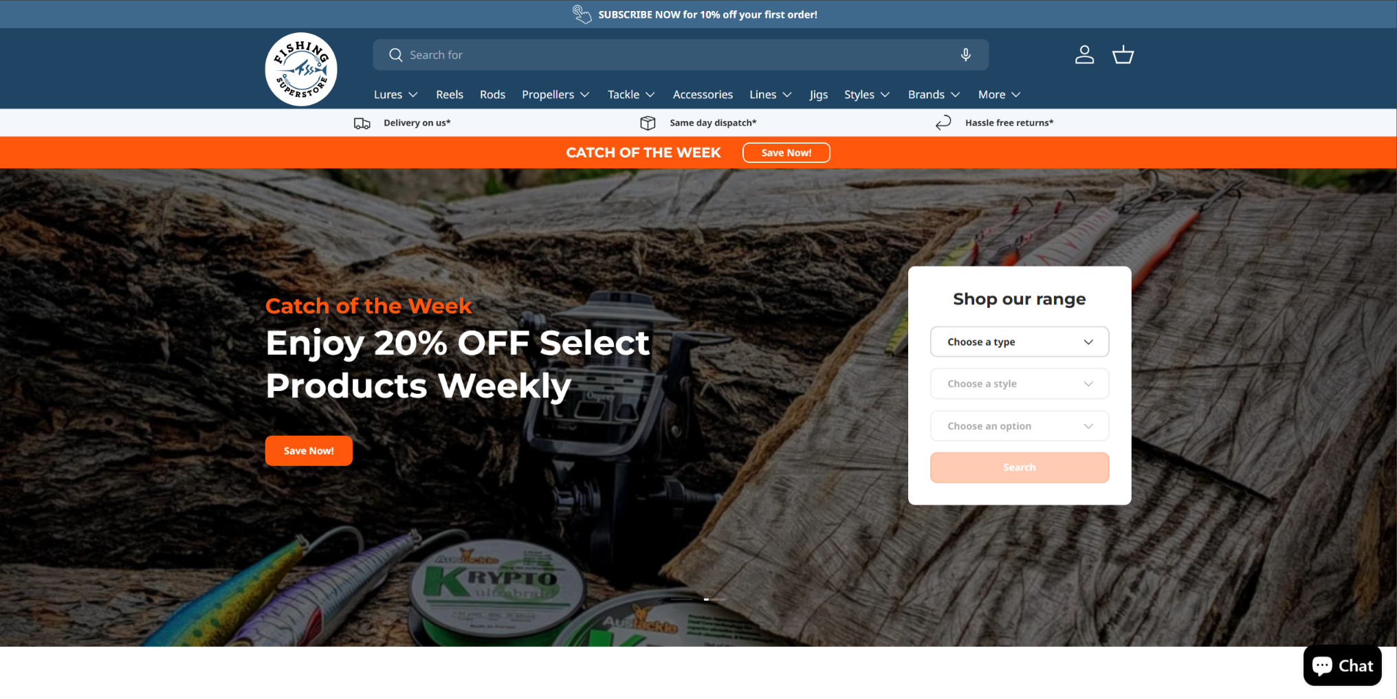 Fishing Superstore homepage